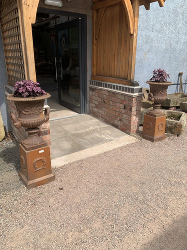 Antique cast iron urns - antique,