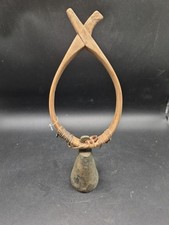 Rare Antique Brass Goat Bell ?  With Original Wooden Collar