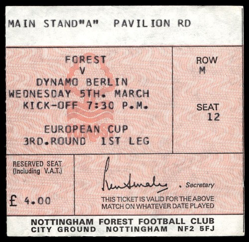 Ticket 1980 nottingham forest - ticket,