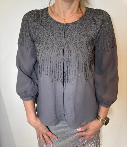 Grey beaded embellished floaty - beaded,