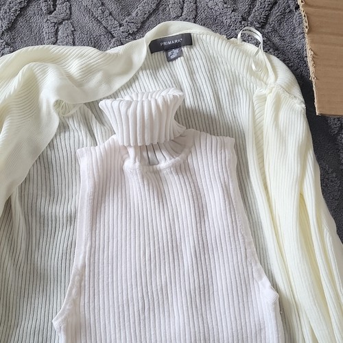 Primark white ribbed - white, knit
