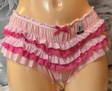 Woman’s CD TV sexy Pink knickers Opaque Frilly Panties Briefs  Size 12/14