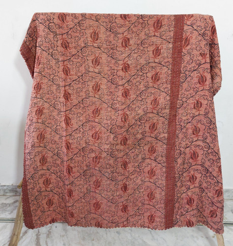 Boho kantha peach - kantha, quilt