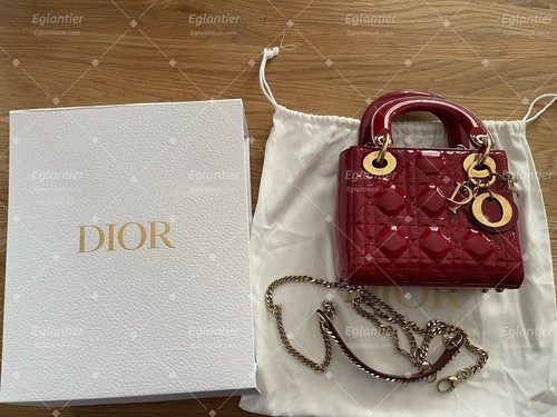 Lady dior mini - red, patent
