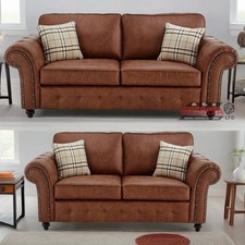 Oakley 3+2 Seater Sofa Set Tan Brown Grey Black Chesterfield Leather Suede