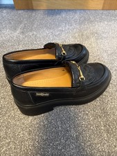 Russell & Bromley Women's Flat Black Leather Chunky Loafers Size 37