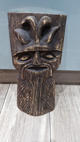 Wooden relief mask art wall - art,