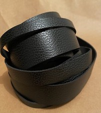 100 cm long Black Semi Gloss Pebble grain Leather Strap Belt Blank 1-1.3mm