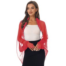 UK Women's Sheer Chiffon Long Sleeve Sun Protection Cardigan Bolero Shrug Tops