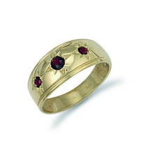 Gents Three Stone Garnet Ring