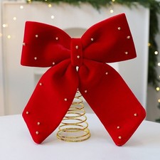 Velvet Bow Christmas Tree Topper Xmas Tree Topper Ornament Christmas Decoration
