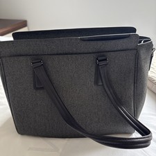 Grey with brown leather straps