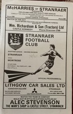 Stranraer V Montrose Programme