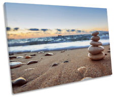 Sunset Pebble Tower Beach CANVAS WALL ART Framed Print