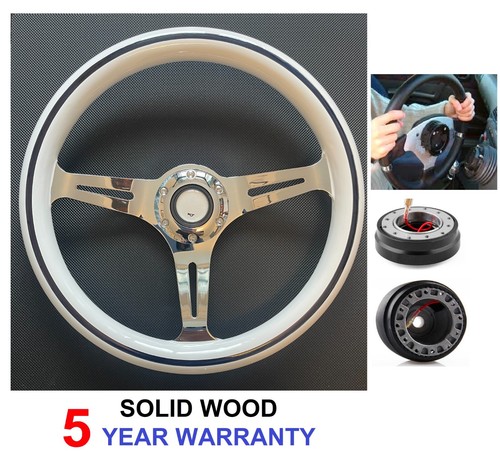 White wood steering wheel - wood,