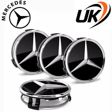 4x Black Mercedes Benz Alloy Wheel Centre Caps 75mm Badges Hub Emblem