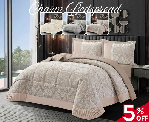 3piece charm bedspread quilted - 3piece,