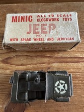 Vintage Tri-ang Minic Tinplate Clockwork US Army Jeep No.1 Boxed