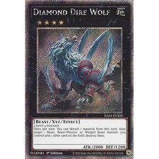RA04-EN200 Diamond Dire Wolf : Platinum Secret Rare Card : 1st Edition YuGiOh