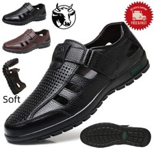 Men's Genuine Leather Sandals Closed Toe Outdoor Fisherman Beach Shoes Handmade