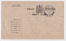 WW1 Soldiers Field Service Card Milton House Wick Scotland FPO 44 1915 France