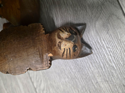 Wooden cat ornament - ornament, figurine