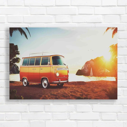 Retro camper van beach - retro, at