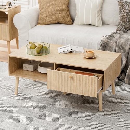 Coffee table with fluted - coffee,