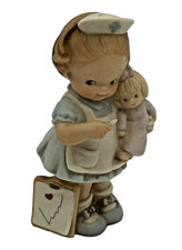 Enesco 1994 Lucie Attwell #103535 Little Girl Nurse w/ Doll Figurine Vintage 4"