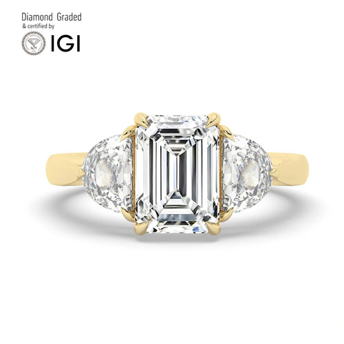 Emerald diamond trilogy ring - emerald,