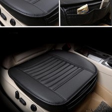 Car Auto 1x PU Leather Bamboo Charcoal Breathable Seat Cushion Pad Cushion Black
