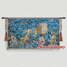William Morris Lion Tapestry Wall Hanging Jacquard Weave Art 100% Cotton 55"x33"