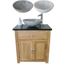 Bathroom Vanity Unit Oak Cabinet Wash Stand Black Quartz Marble Stone Basin 502