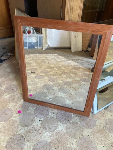 Brown pine framed mirror - pine,