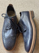 ?MENS BOYS CLARKS NAVY BLUE LEATHER LACE UP BROGUES SHOES SIZE 6 G FORMAL WEAR