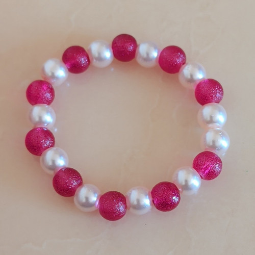 Pink white acrylic beaded - acrylic,