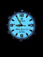 Deep Blue ALPHA MARINE AUTO DIVE WATCH-FULL LUME WHITE/ORANGE DIAL