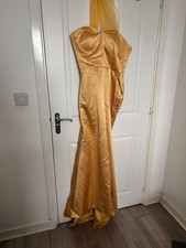 Golden Mermaid Bridesmaid Dresses One Shoulder Tulle Strap Simple Satin Co