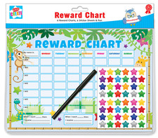Pack Of 6 Jungle Childrens Reward Behaviour Charts With Star Stickers & Pen CHAR