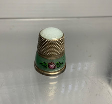 VINTAGE THIMBLE  SILVER 925 ENAMEL BAND WHITE TOP SIZE 8