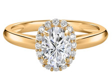 10K Yellow Gold 1.16 Carat Oval and Round Lab Grown Diamond Halo Engagement Ring