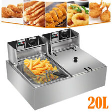 Commercial 20L 10L Electric Deep Fryer Fat Chip Single Dual Tank Stainless Steel
