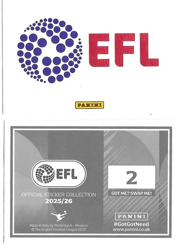 Panini efl 2025 choose - efl, 2025/26