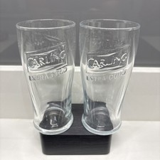 2 x Genuine Carling Lager Embossed 1/2 Pint Glasses: pre 2006 & 2008 - both used
