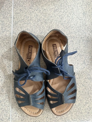 Pikolinos sandals leather blue - pikolinos,