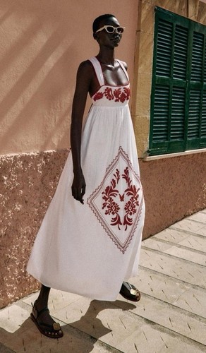 Embroidered 100 cotton midi - embroidered,