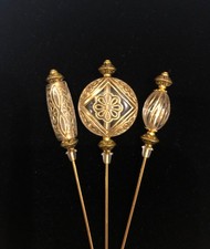 Etched gold hat pins/lapel