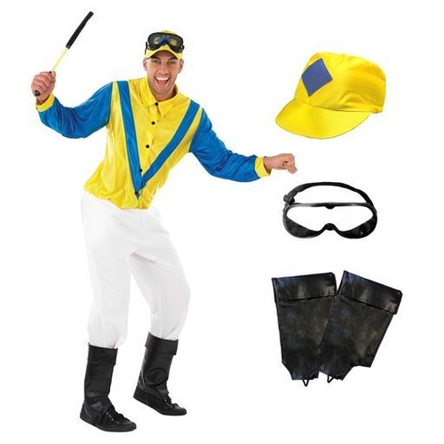 Mens yellow blue horse rider - mens,