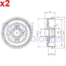 2X Brake Drum DELPHI Fits