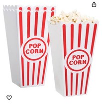 20 plastic reusable Novelty Popcorn Boxes Tub Container Movie Party Treat Snacks